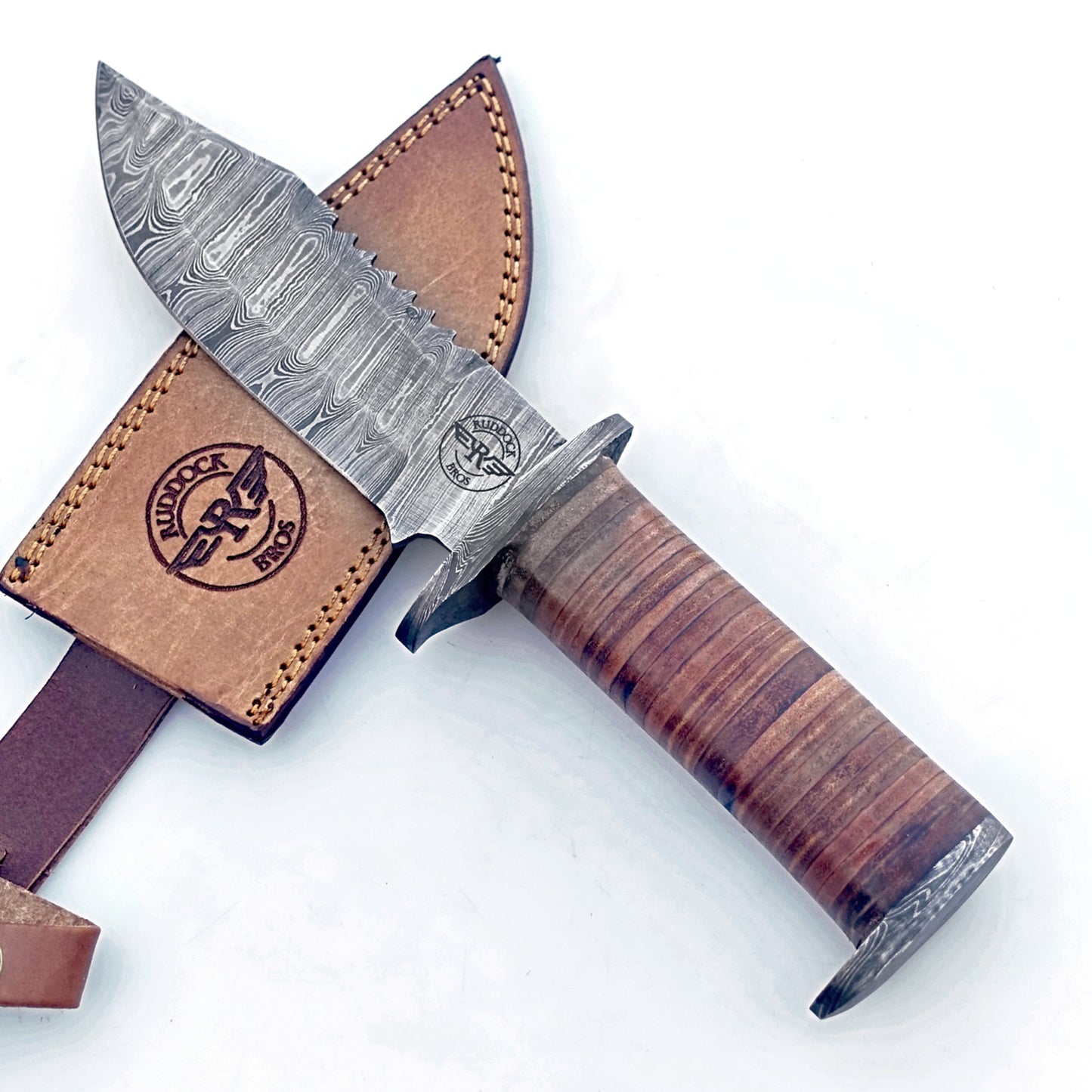 Military Survival Hunting Knife - Fixed Blade - Damascus Steel - 12"