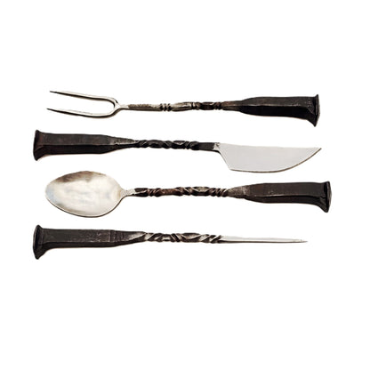 The Pinnacle Rustic Charcuterie Set - Antique Stainless - 4 Piece
