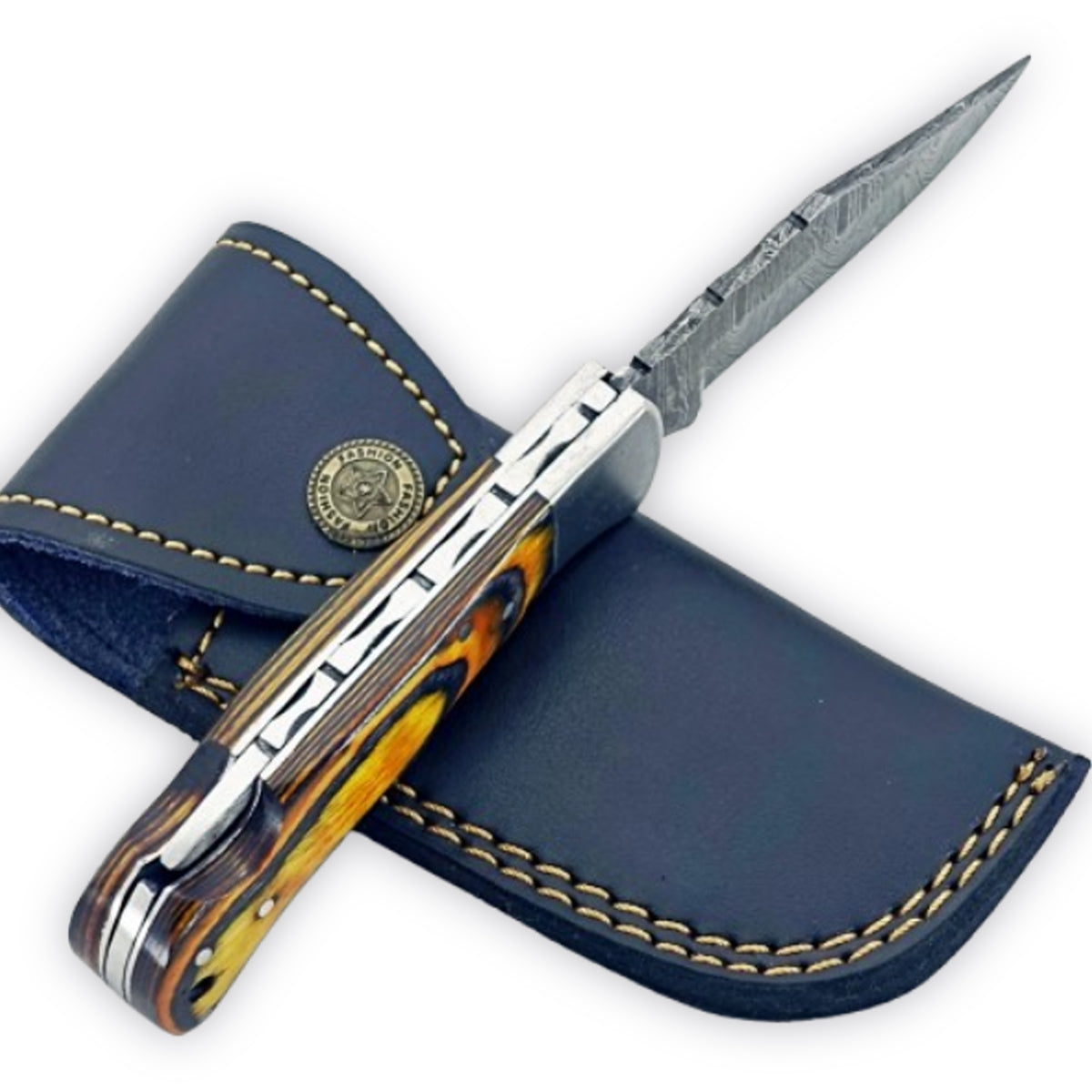 Honey Badger Folding Knife - Damascus Steel