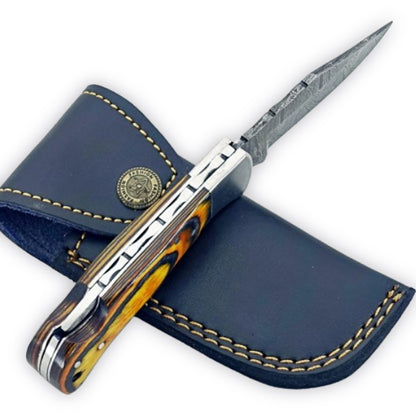 Honey Badger Folding Knife - Damascus Steel