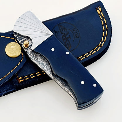 Horn Folding Knife Damascus – Premium Sharp EDC Pocket Blades