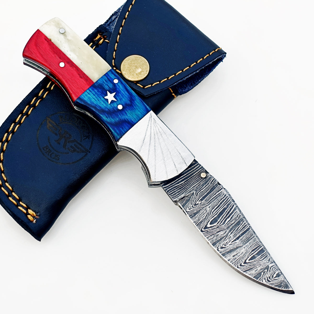 Texas Folding Knife Damascus – Sharp EDC Pocket Blade