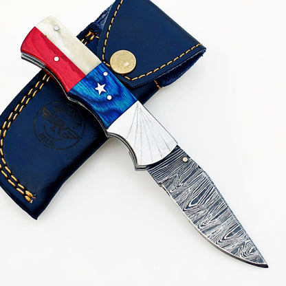 Texas Folding Knife Damascus – Sharp EDC Pocket Blade