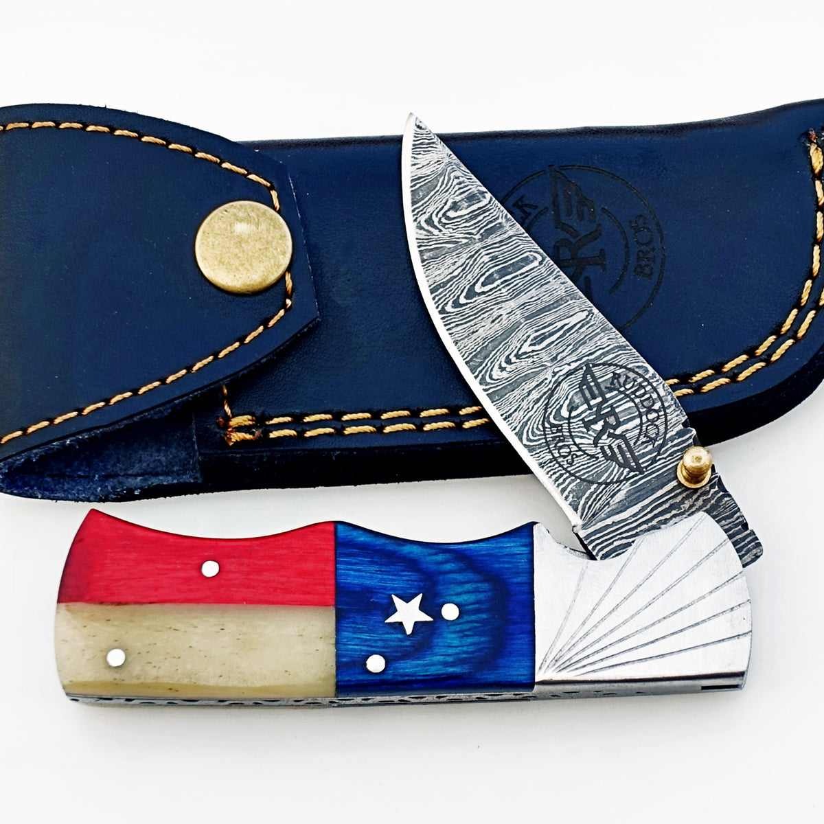 Texas Folding Knife Damascus – Sharp EDC Pocket Blade