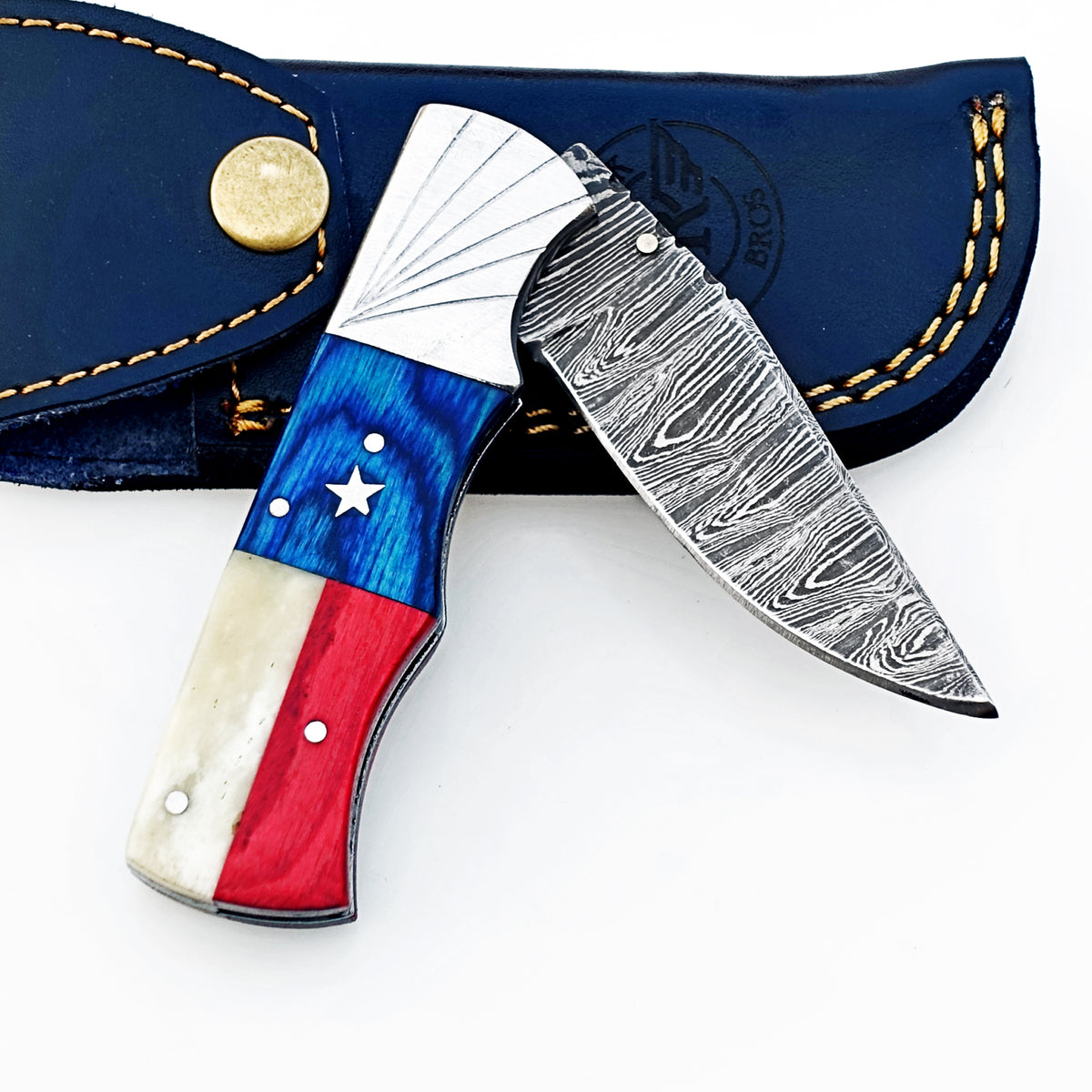 Texas Folding Knife Damascus – Sharp EDC Pocket Blade