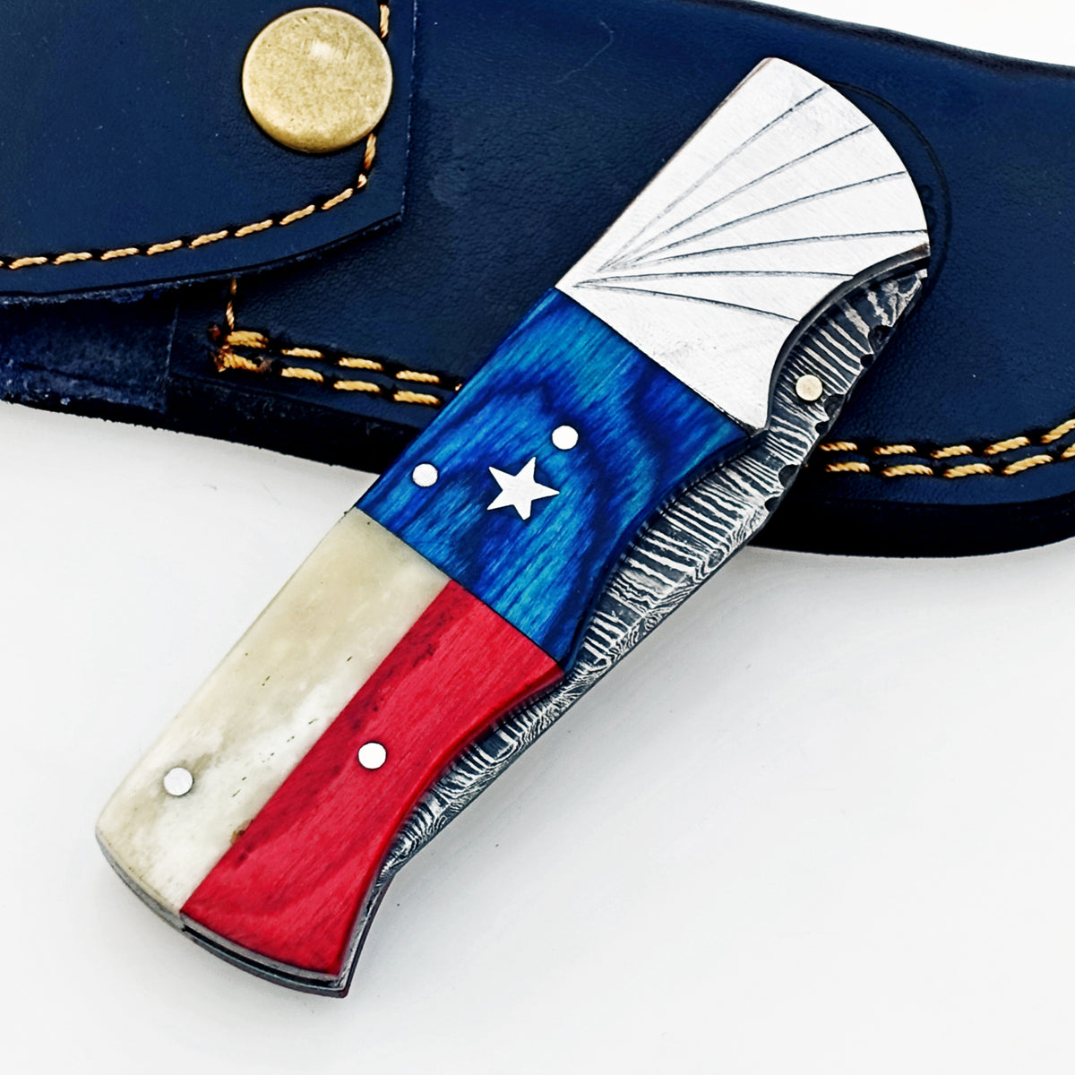 Texas Folding Knife Damascus – Sharp EDC Pocket Blade