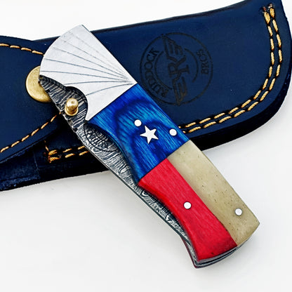 Texas Folding Knife Damascus – Sharp EDC Pocket Blade