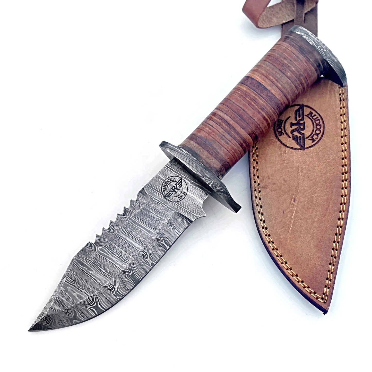 Military Survival Hunting Knife - Fixed Blade - Damascus Steel - 12"
