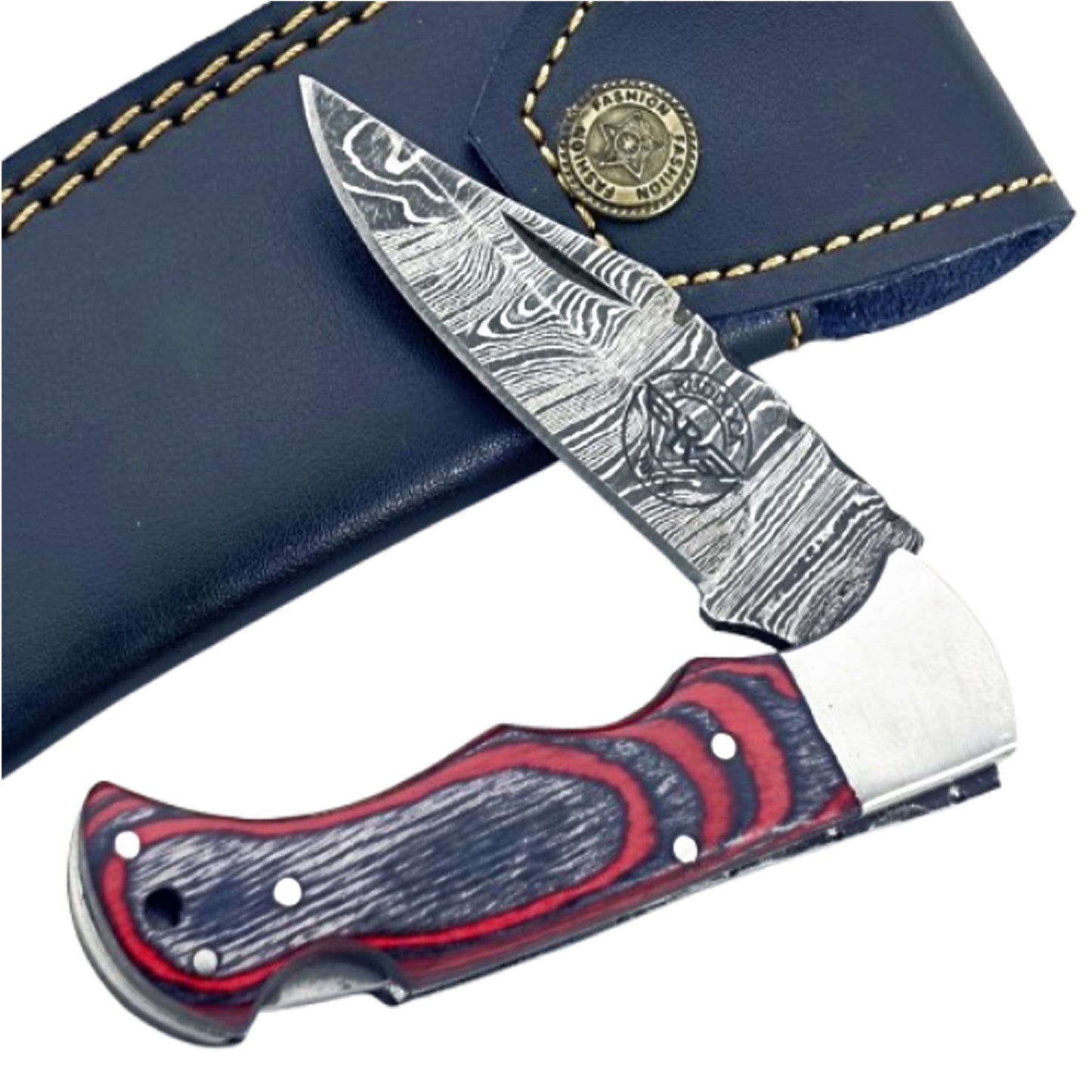 The Knight Folding Knife - Damascus Steel