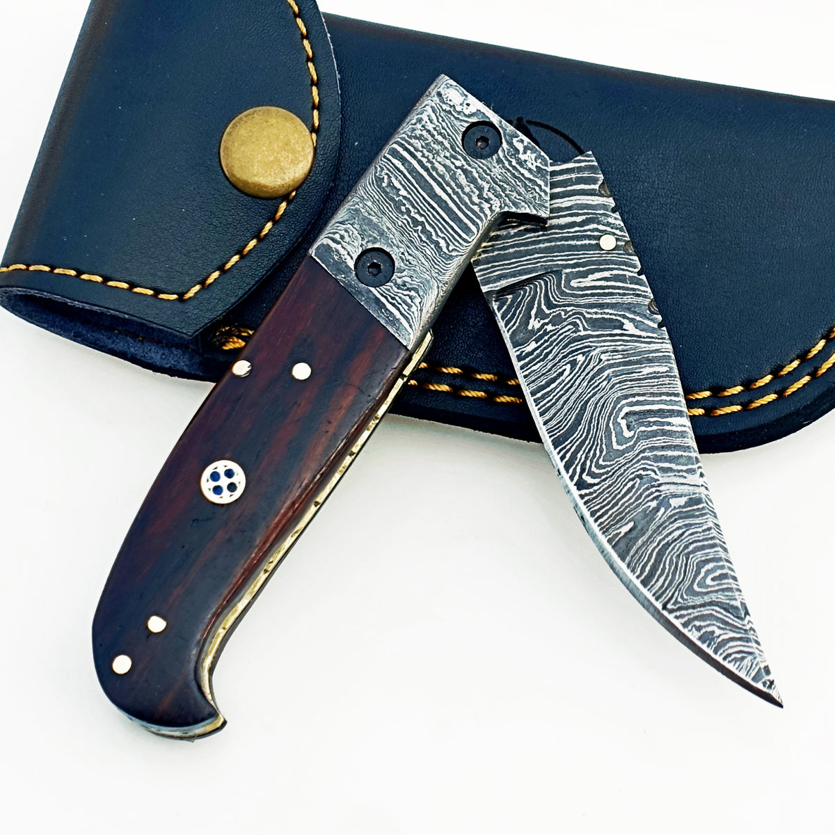 The Patron Folding Knife - Damascus Steel