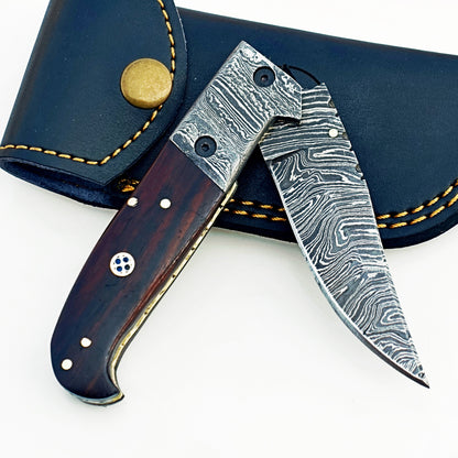 The Patron Folding Knife - Damascus Steel