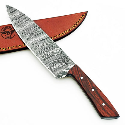 Rosewood Chef Knife - Damascus Steel - 12"