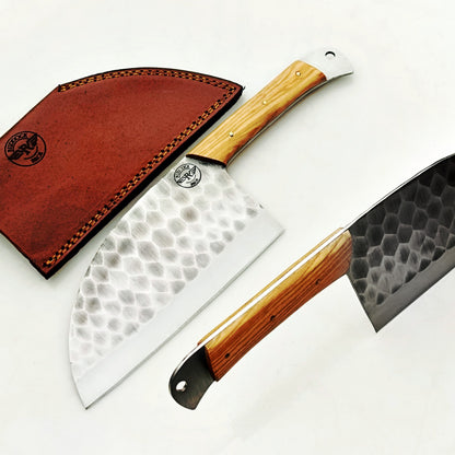 Olivewood Serbian Cleaver - Stainless Steel