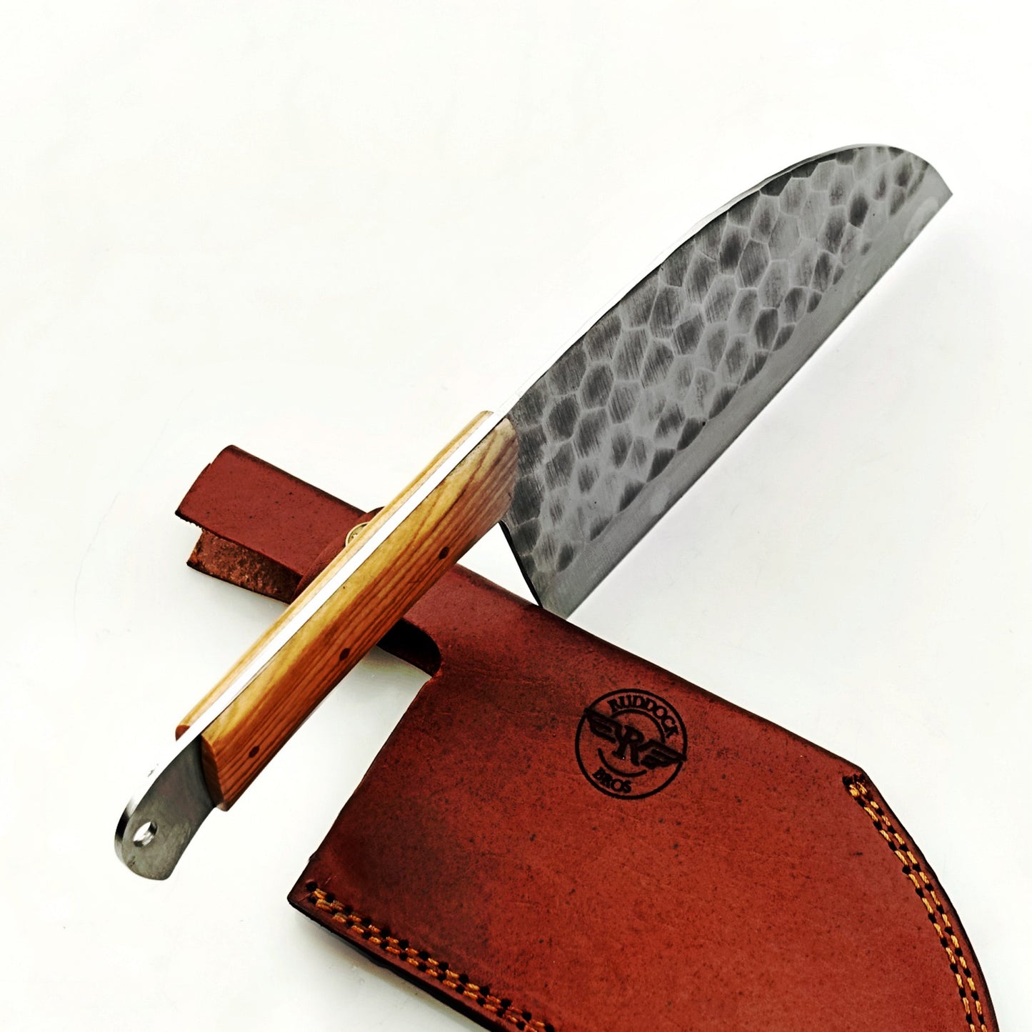Olivewood Serbian Cleaver - Damascus Steel