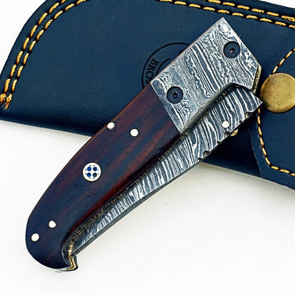 The Patron Folding Knife - Damascus Steel