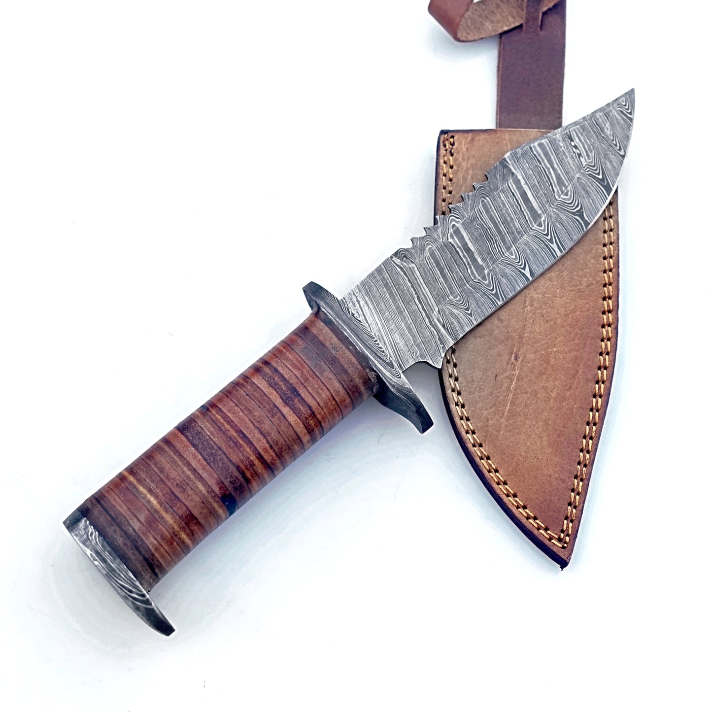 Military Survival Hunting Knife - Fixed Blade - Damascus Steel - 12"
