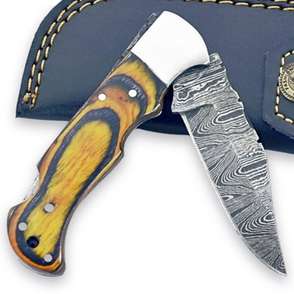 Honey Badger Folding Knife - Damascus Steel