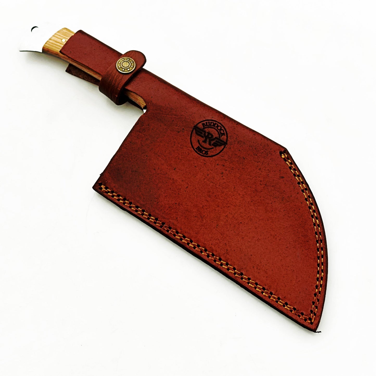 Olivewood Serbian Cleaver - Damascus Steel