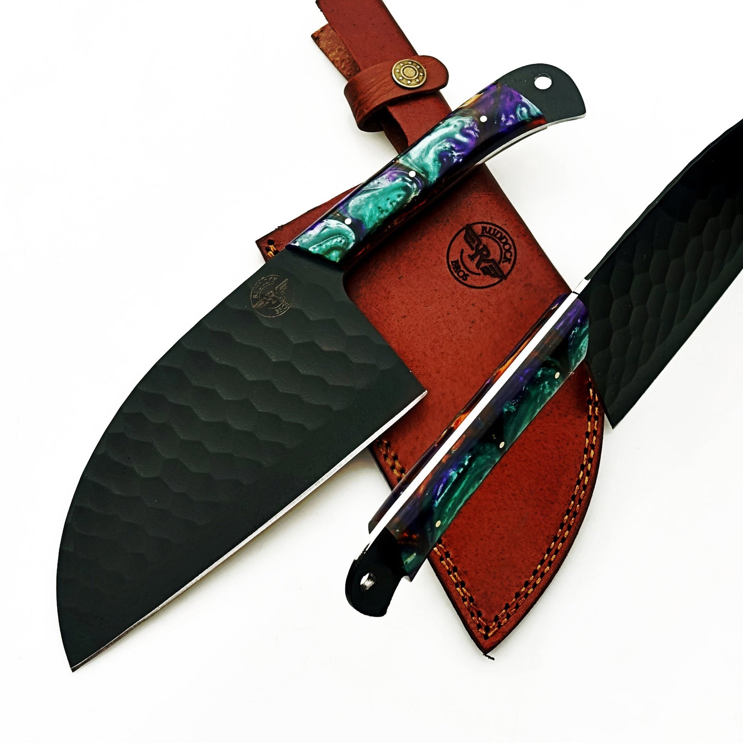 Horned Frog Serbian Cleaver - Blackened Steel