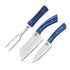 Ruddock Bros 3 piece carving set with blue hardwood handles and stainless Steel blades Ruddock El Paso Texas