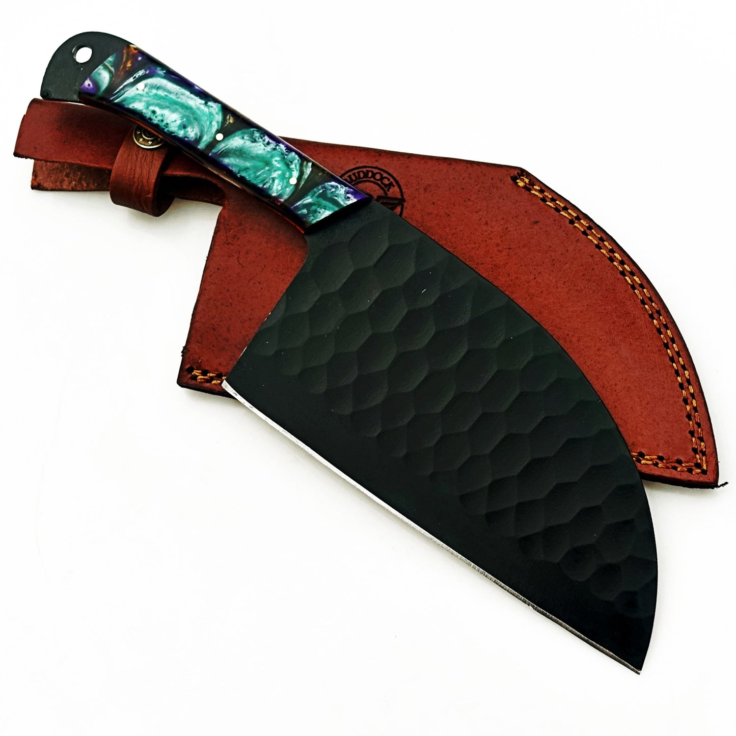 Horned Frog Serbian Cleaver - Blackened Steel