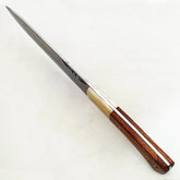 Stainless Steel Chef knife with hardwood and bone handle by Ruddock Bros El Paso Texas USA Ruddock Shirt