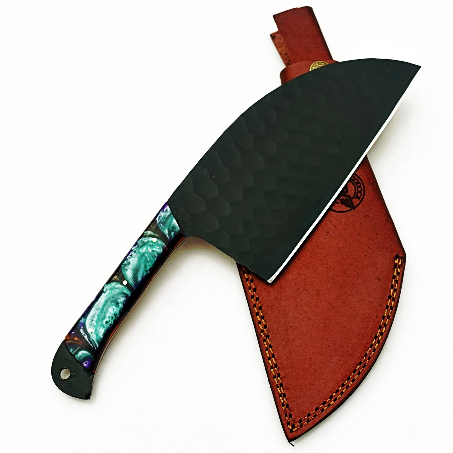 Horned Frog Serbian Cleaver - Blackened Steel