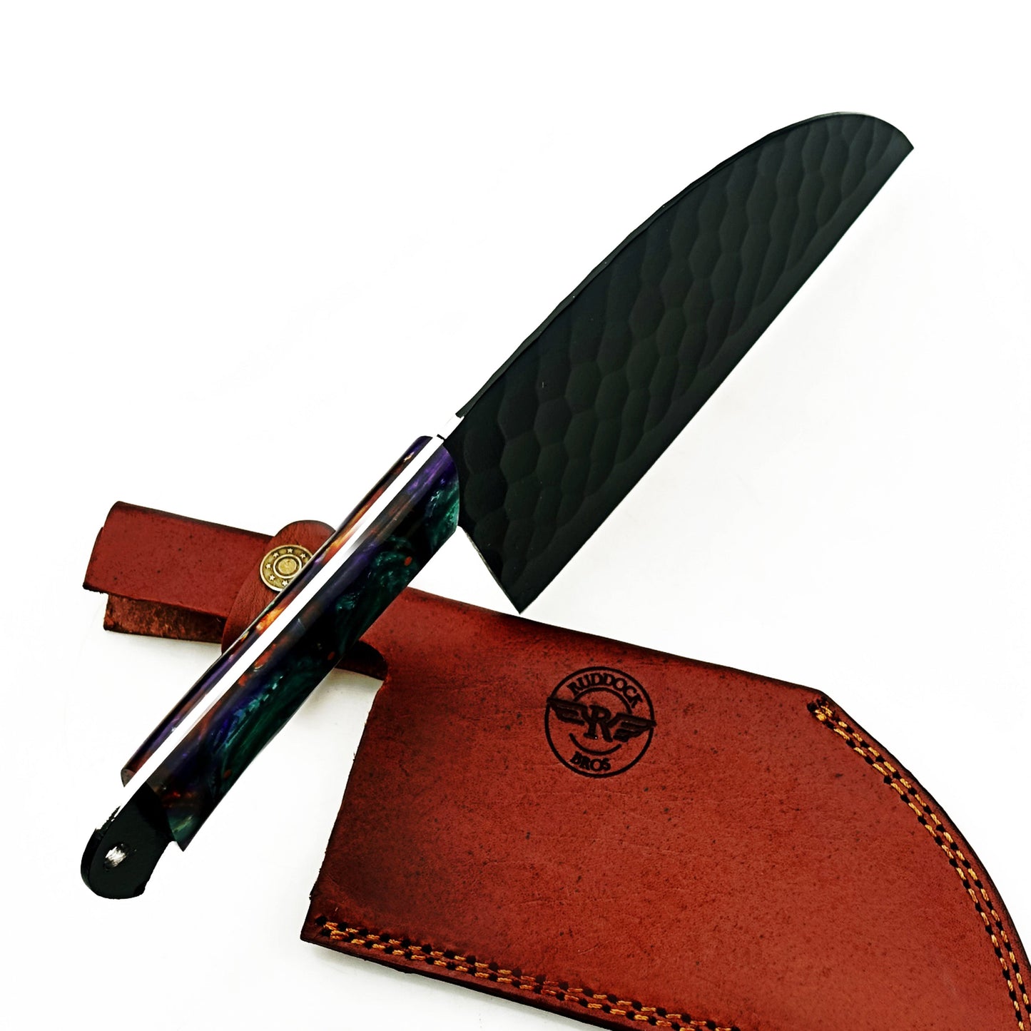 Horned Frog Serbian Cleaver - Blackened Steel