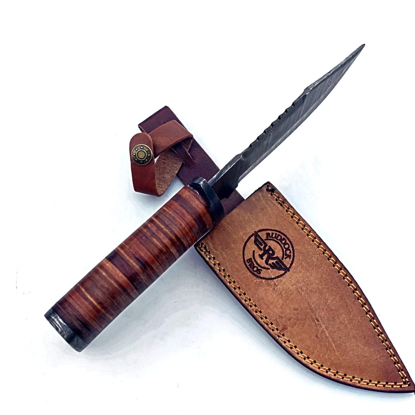 Military Survival Hunting Knife - Fixed Blade - Damascus Steel - 12"