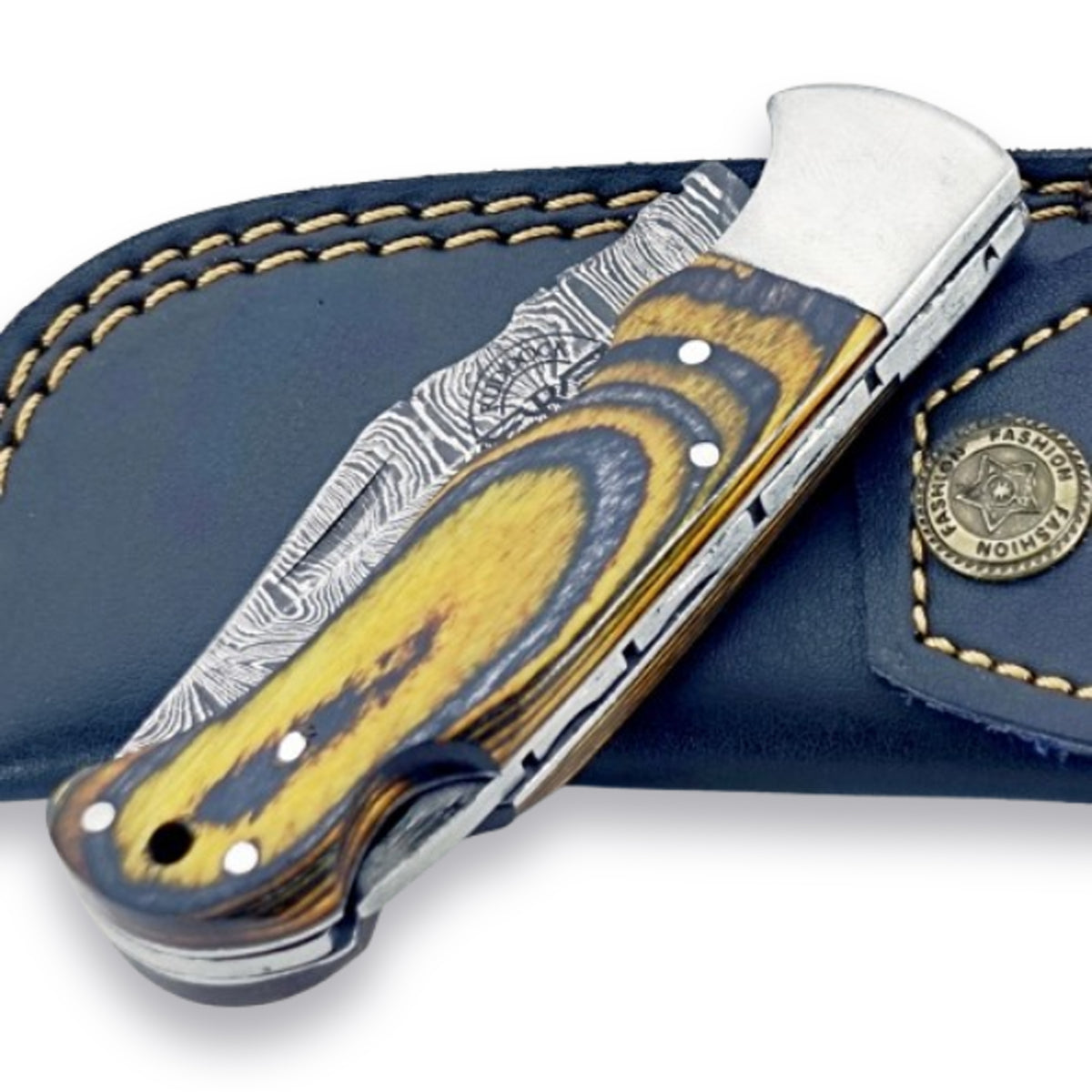 Honey Badger Folding Knife - Damascus Steel