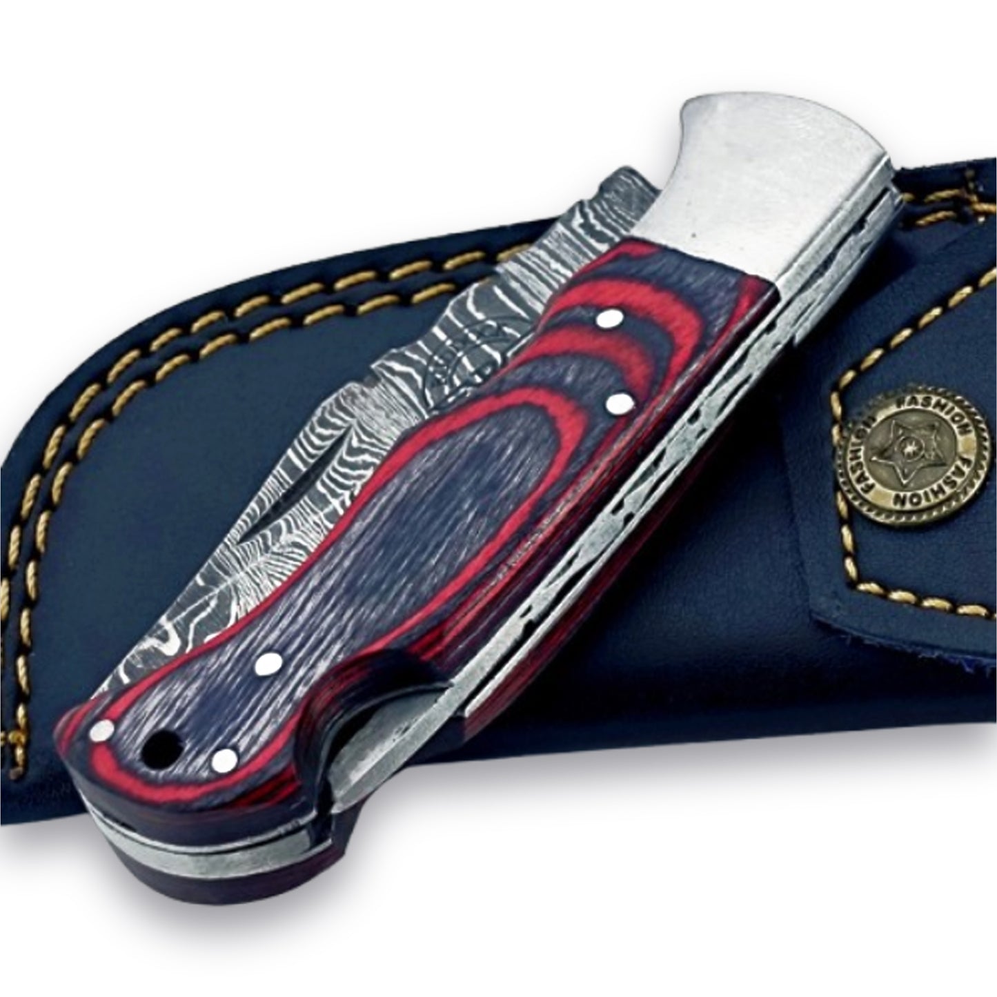 The Knight Folding Knife - Damascus Steel