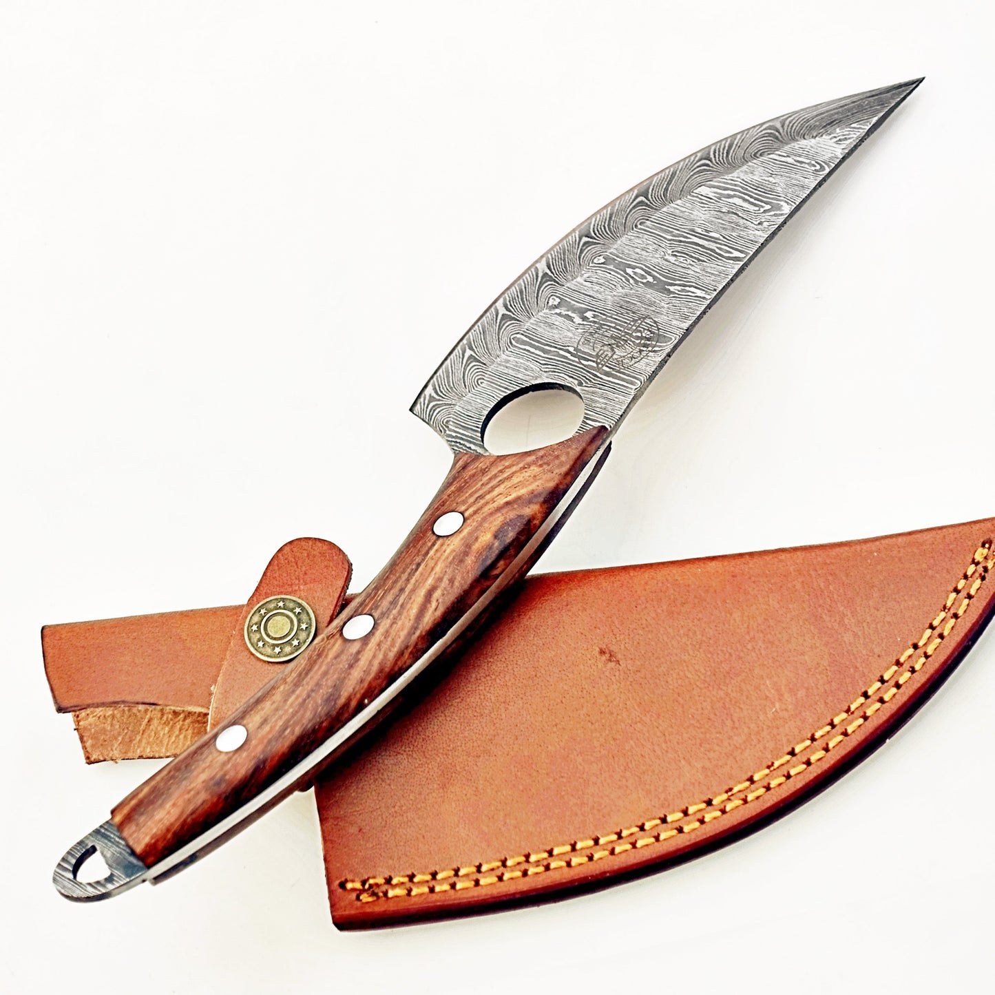 Rosewood Paring Knife - Fixed Blade - Damascus Steel