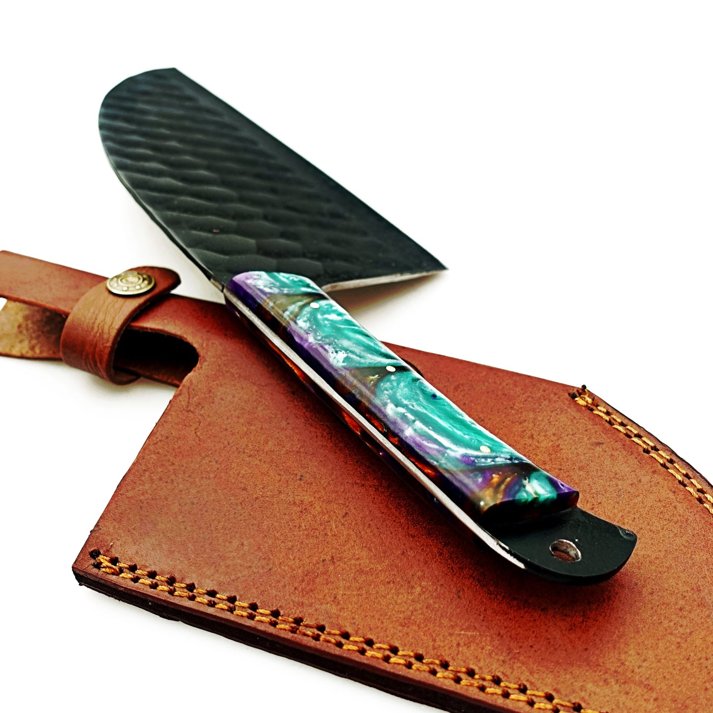 Horned Frog Serbian Cleaver - Blackened Steel