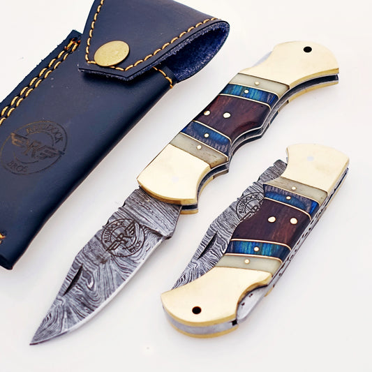 The Gentleman in Blue Folding Knife - Damascus