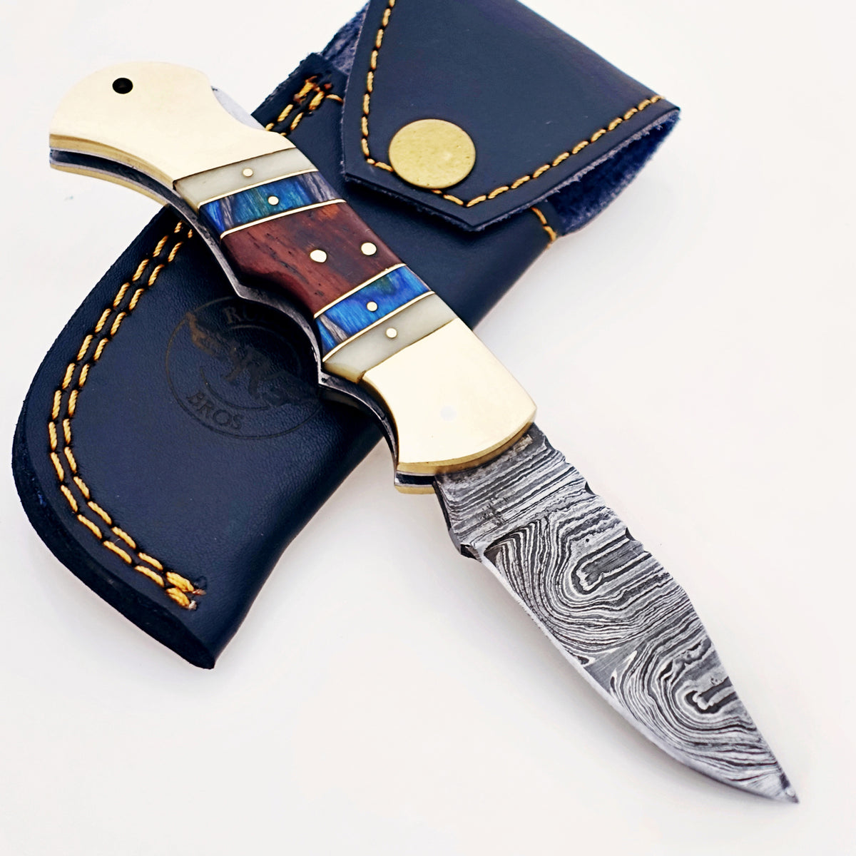 The Gentleman in Blue Folding Knife - Damascus