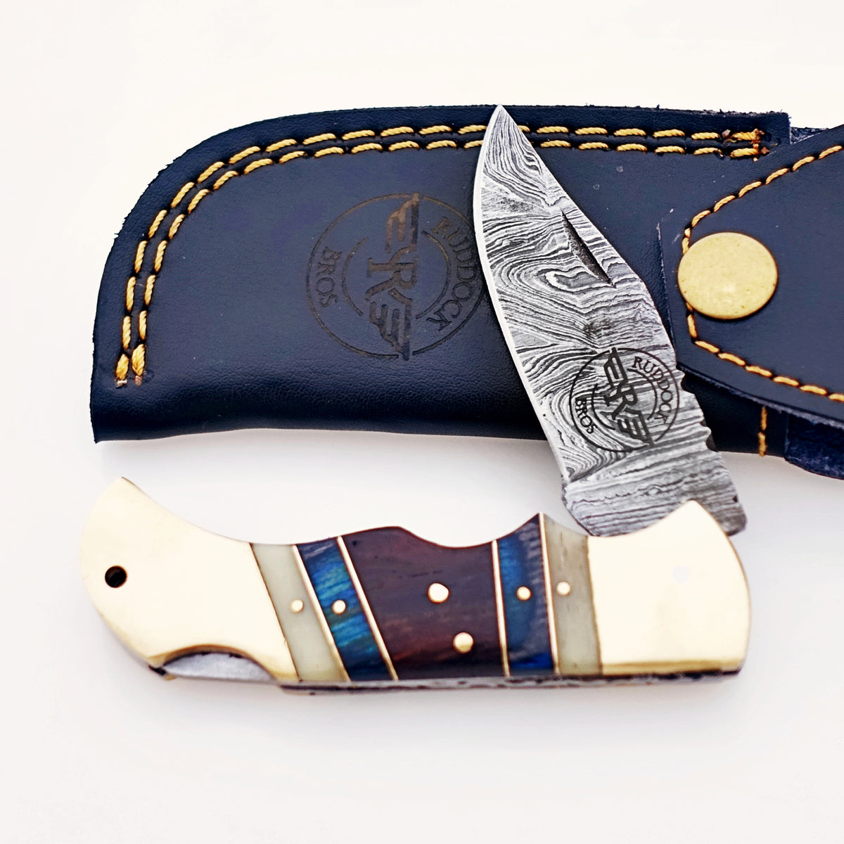 The Gentleman in Blue Folding Knife - Damascus