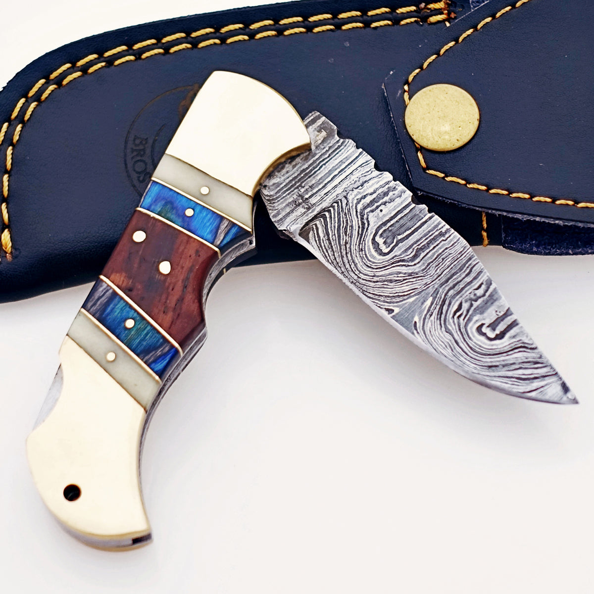 The Gentleman in Blue Folding Knife - Damascus