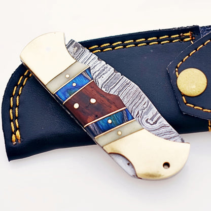 The Gentleman in Blue Folding Knife - Damascus