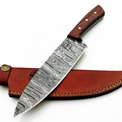 Rosewood Chef Knife - Damascus Steel - 12"