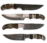 Ruddock Bros steak knife with Damascus steel  with natural horn, bone, and hardwood handle