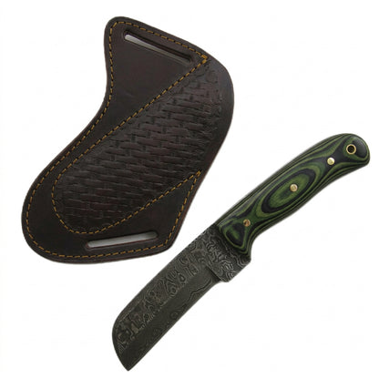 Longhorn Utility wood Bull Knife - Fixed Blade - Damascus Steel
