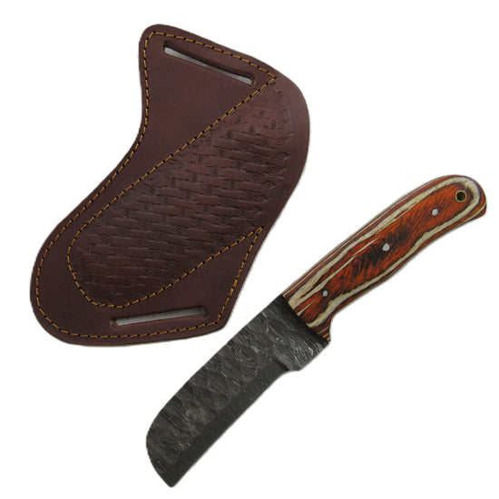 Longhorn Utility wood Bull Knife - Fixed Blade - Damascus Steel