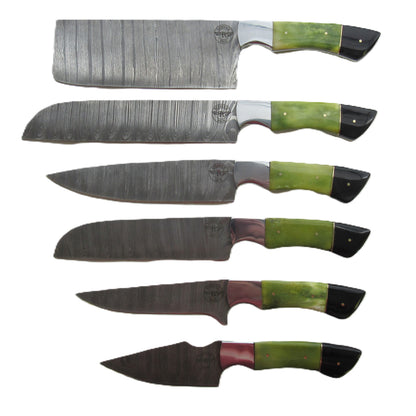 The Viper 6 Piece Chef Knife Set - Damascus Steel
