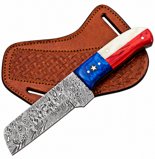 Texas Utility Bull Knife - Fixed Blade - Damascus Steel