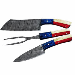Lone Star Carving Set - Damascus Steel - 12"