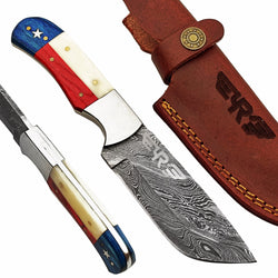 Lone Star Hunting Knife - Fixed Blade - Damascus Steel