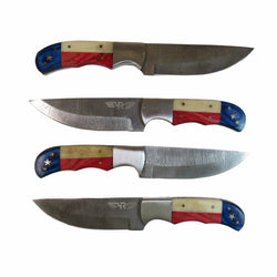 Lone Star Steak Knife 4 Piece Set - Damascus Steel - 9"