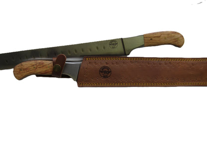 Olive Hardwood Handle Brisket Knife - Stainless Steel - 19" Overall Length