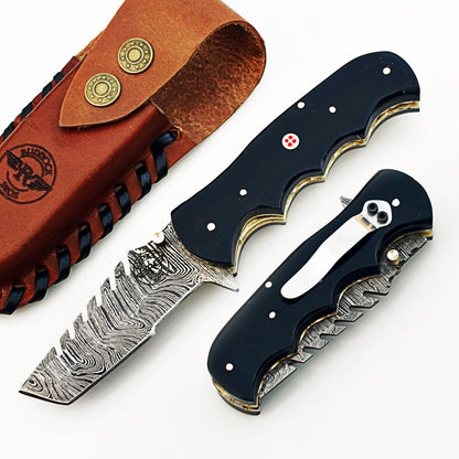 Panther Utility Folding Knife - Damascus Steel