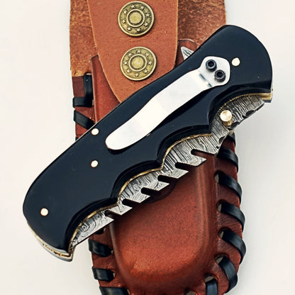 Panther Utility Folding Knife - Damascus Steel